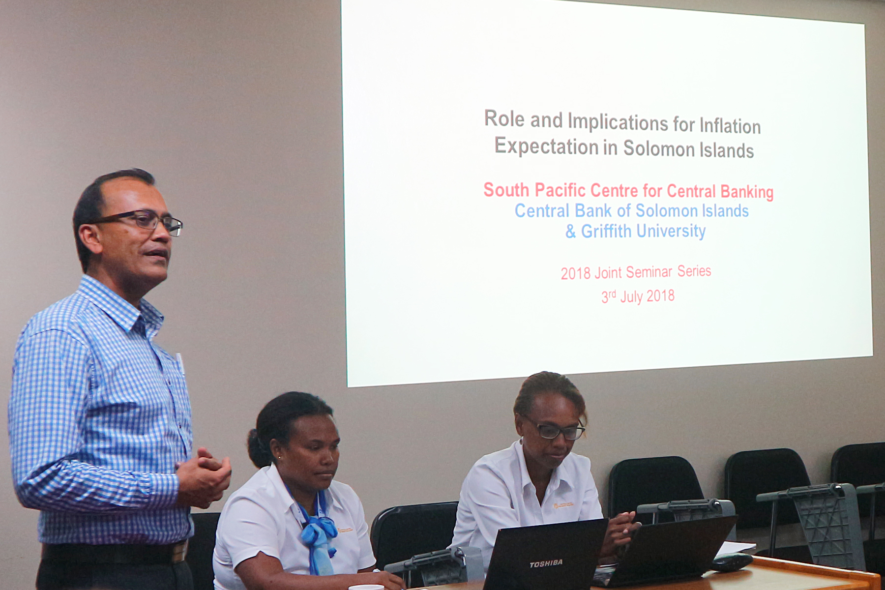 Head of Griffith Asia Institute's South Pacific Studies group, Dr Parmendra Sharma giving his remarks at the begining of the seminar