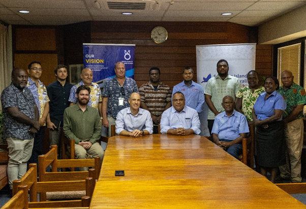 Australia’s Deputy High Commissioner Andrew Schloeffel and CBSI Governor Dr. Luke Forau gather with senior representatives of government, financial institutions and other stakeholders to announce Phase 2 of the QR Code Project