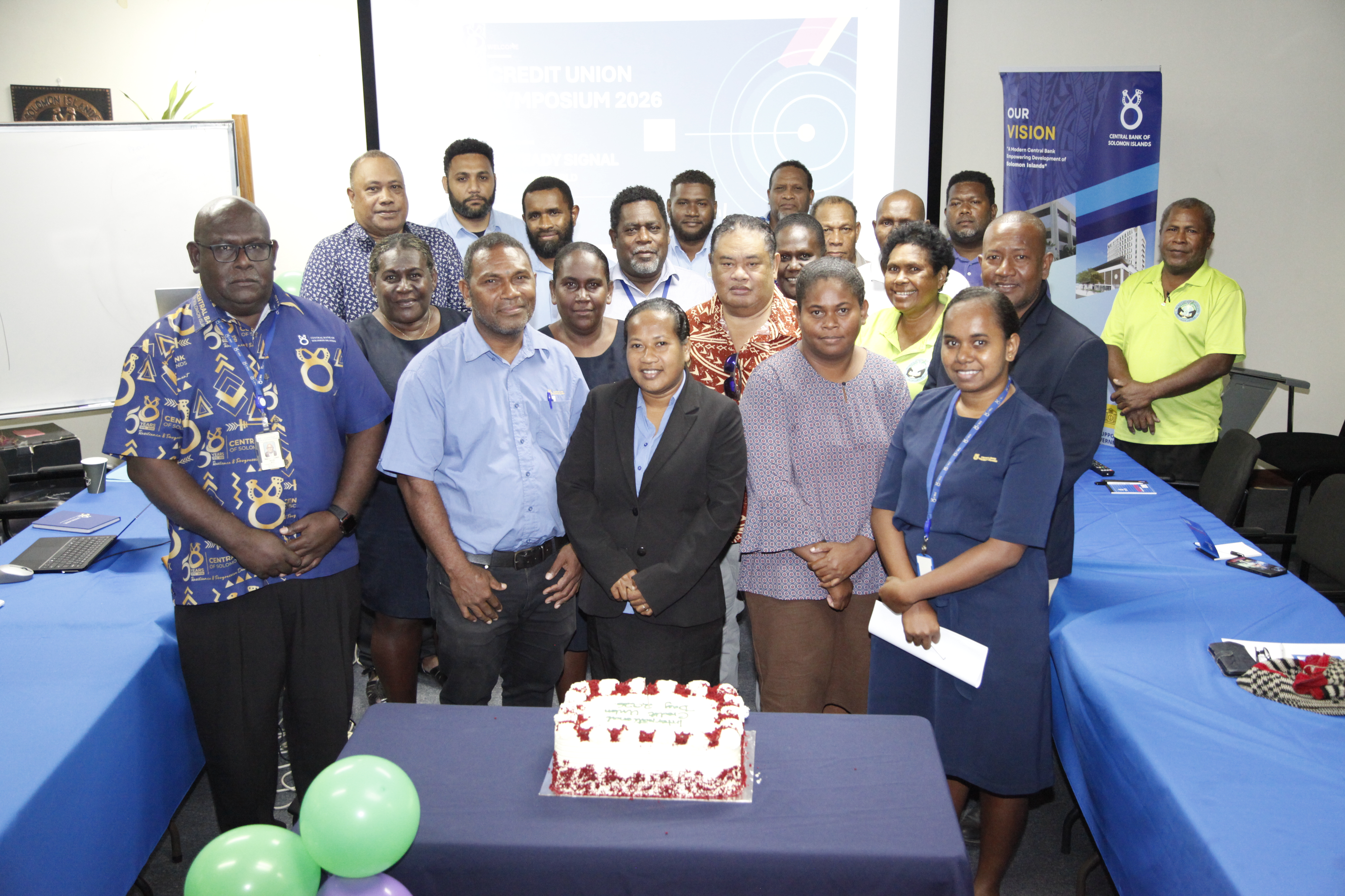 Deputy Governor of CBSI Raynold Moveni along with participants of the Credit Union Symposium